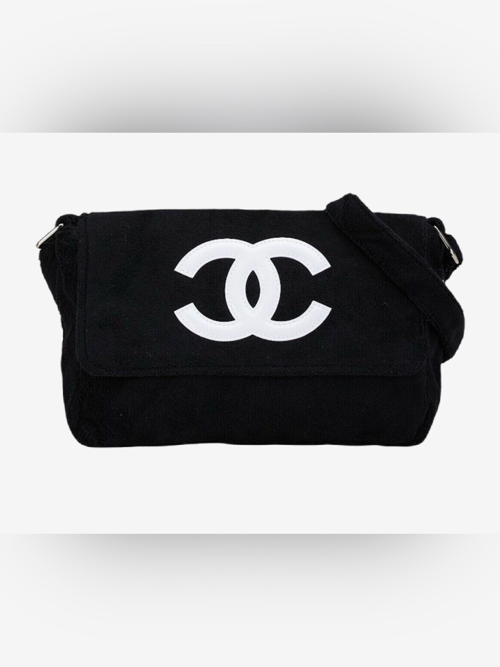Chanel Précision Black Terry Cloth CC Crossbody Bag VIP Beauty Gift